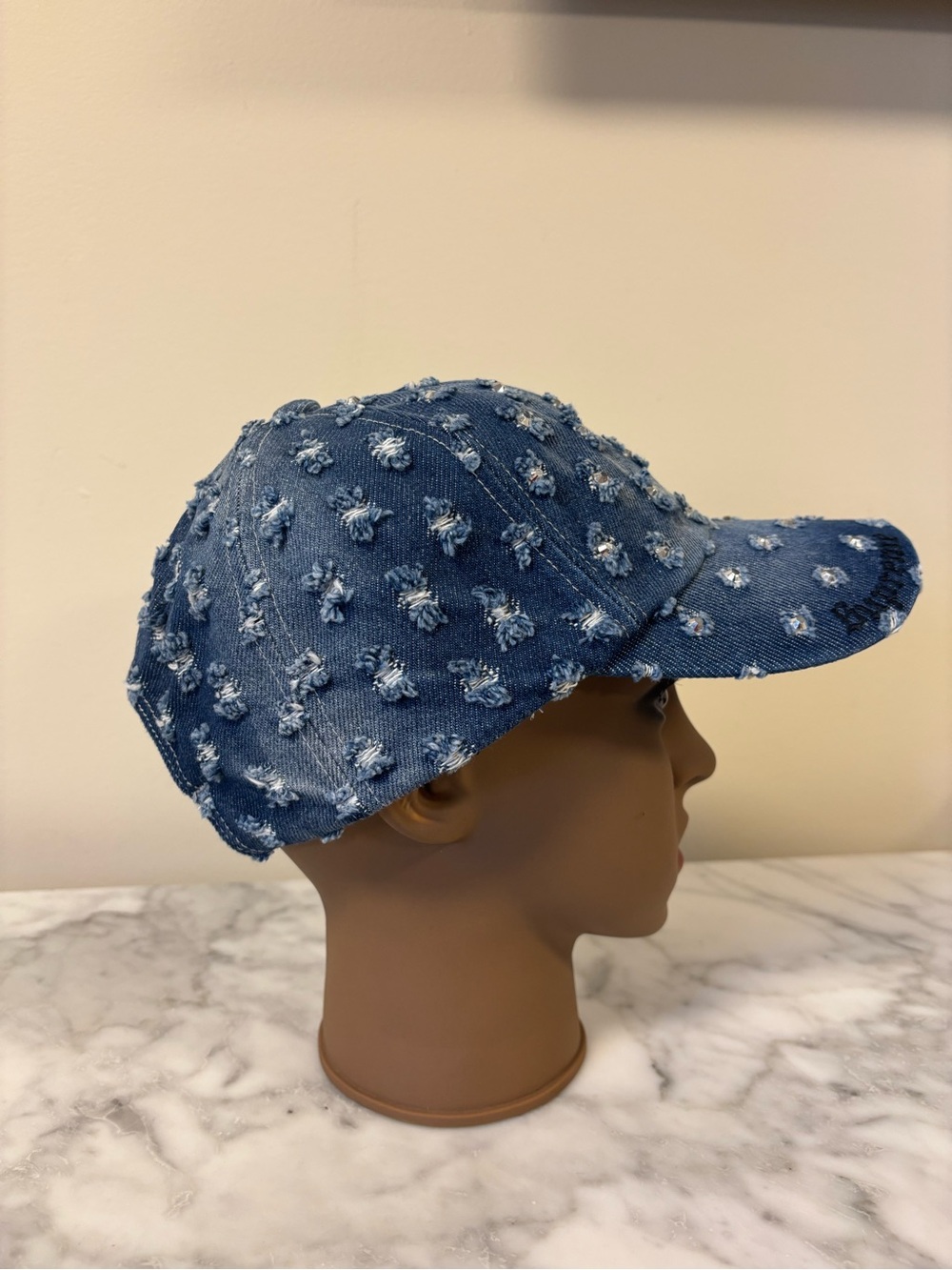Supreme Distressed Denim Rhinestone Cap - Blue - Picture 4 of 7